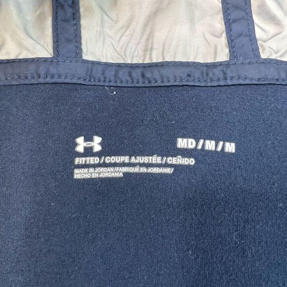 Under Armour Jacket Mens Medium Fitted Blue Camouflage Windbreaker 1/2 Zip Hoode - Picture 5 of 9